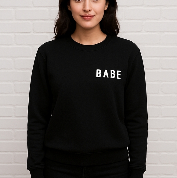 BABE black crew neck pullover Small Crewneck Sweatshirt - Picture 1 of 12